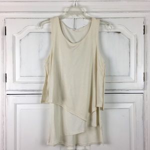 Le Lis Ivory Cream Layered Tank Asymmetrical Hem